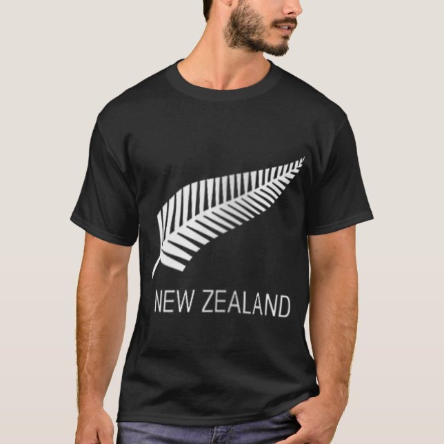 Camisa Preta Feminina Nova Zelândia Samambaia Cami (Frente)