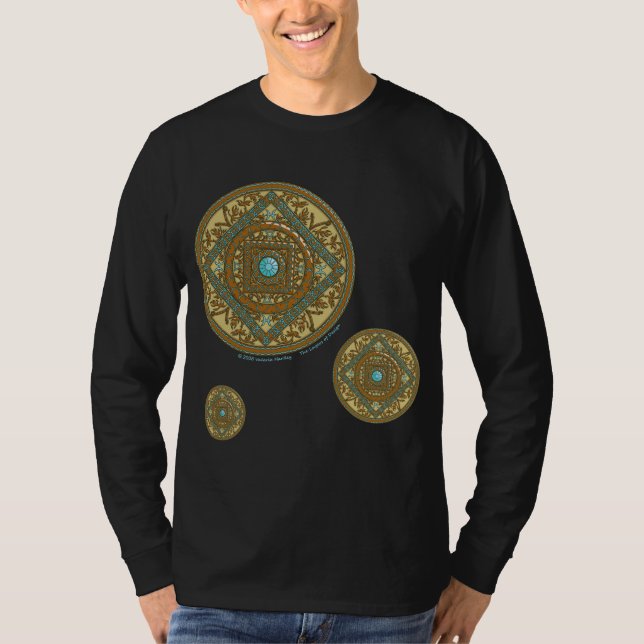 Camisa preta masculina Mandala de Peixes (Frente)