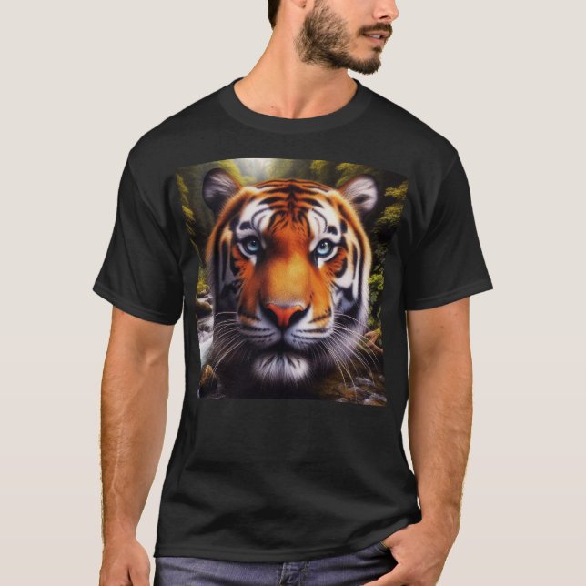 Camisa Preta Masculina Tigre Feroz (Frente)
