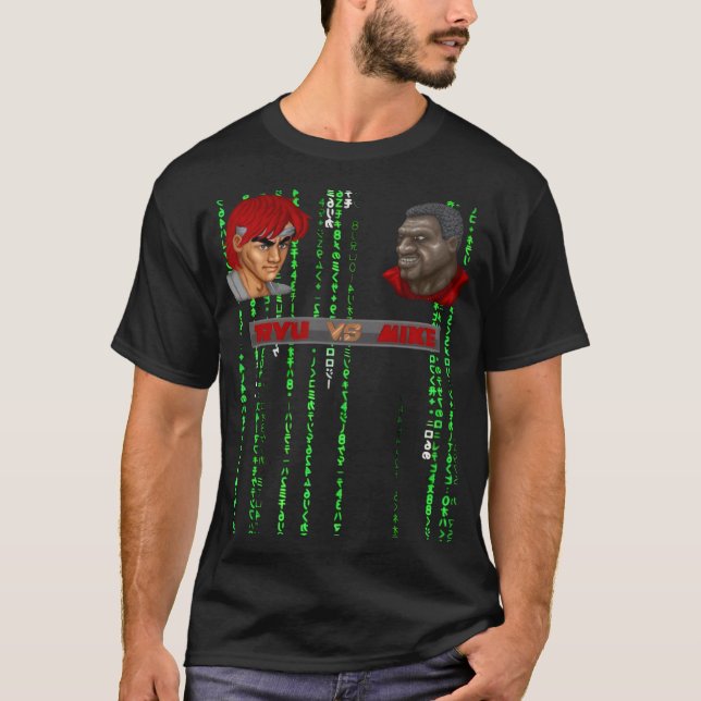 CAMISA PRETA RYU VS MIKE LOGO MATRIX POR SAMURAI F (Frente)