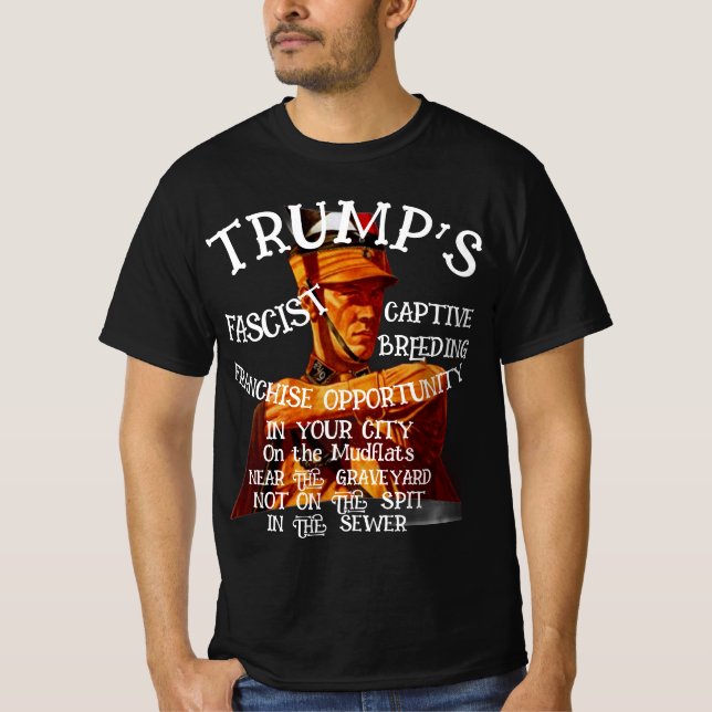 Camisa Preta Trump Mussolini Gestapo ICE CBP (Frente)