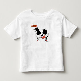 Camisa preto e branco da criança da vaca de MOOOO