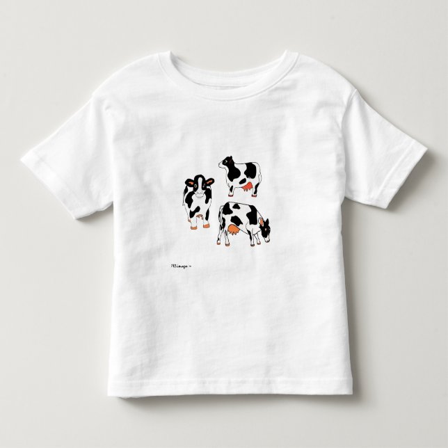 Camisa preto e branco de três vacas (Frente)