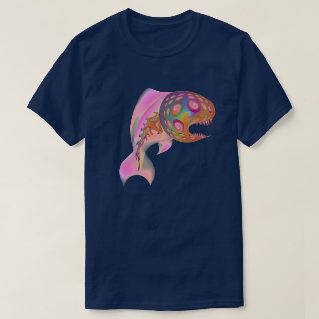 Camisa psicodélica de peixe dos dois lados (Frente do Design)