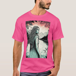 Camisa Psicodélica Mulher e Lago
