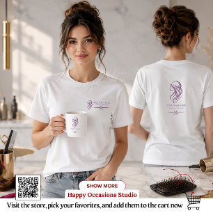 Camisa Purple White Hair Stylist Tesoura T-Shirt