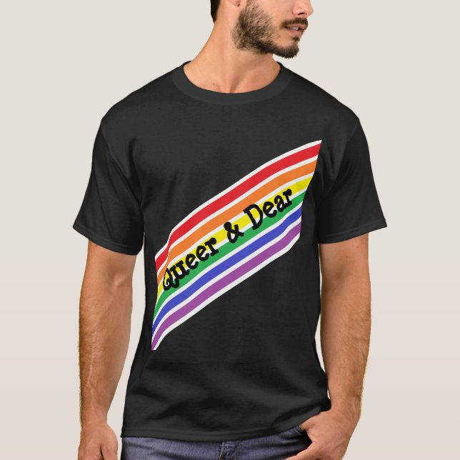 Camisa Queer e Querida Diagonal Arco-Íris (Frente)