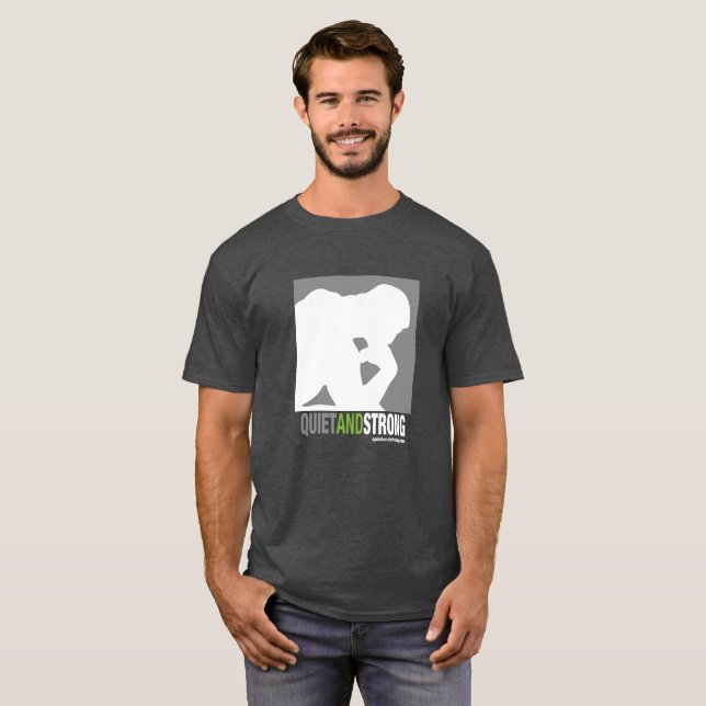 Camisa quieta e forte do logotipo - obscuridade (Frente Completa)