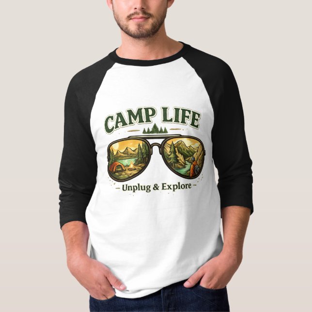 Camisa Raglan Camp Life Feels Right EUA (Frente)