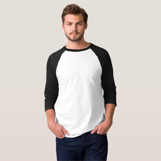 Manga Raglan 3/4 Básica, Branco/Preto