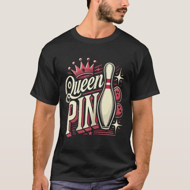 Camisa Rainha Pin Bowler Liga de Boliche Para Boli (Frente)