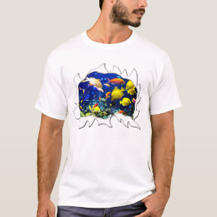 Camisa Rasgada Aquário Peixes Tropicais Humor Engr