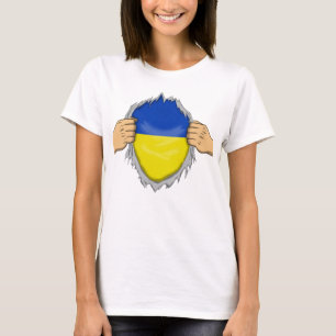 Camisa Rasgada Bandeira da Ucrânia Dentro