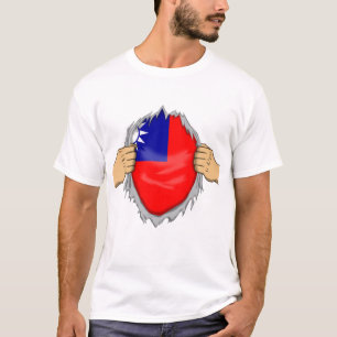Camisa Rasgada Bandeira de Taiwan Dentro