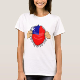 Camisa Rasgada Bandeira de Taiwan Dentro