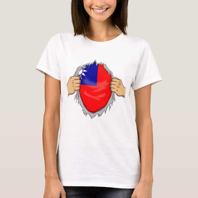 Camisa Rasgada Bandeira de Taiwan Dentro (Frente)