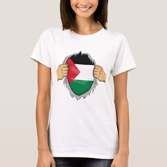 Camisa Rasgada Bandeira Palestina Dentro (Frente)