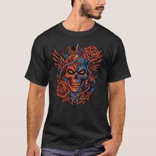 Camisa Rebelião e Resiliência  Crânio Rosa Gráfico