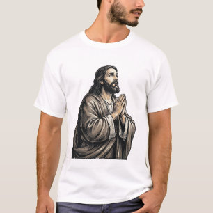 Camisa Religiosa Homem Orando Gravura Vintage Desi