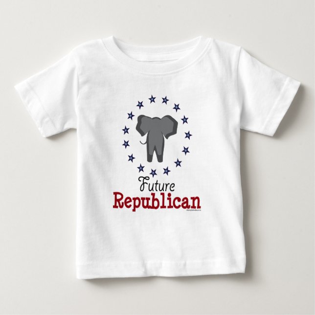 Camisa republicana futura do bebê T do elefante (Frente)