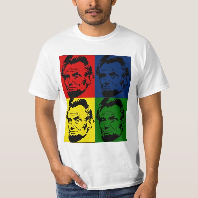 Camisa - Retrato de Abe Lincoln em Pop Art (Frente)