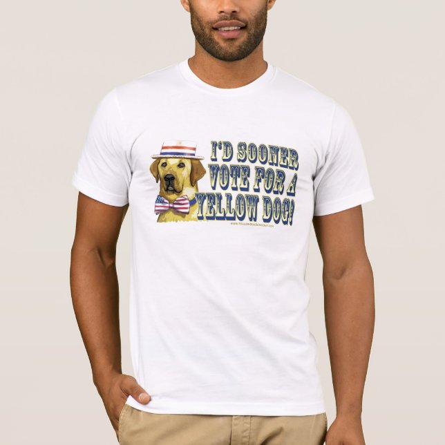 Camisa retro de Democrata do cão amarelo (Frente)