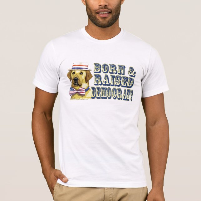 Camisa retro de Democrata do cão amarelo (Frente)