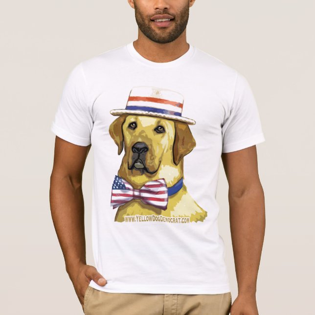Camisa retro de Democrata do cão amarelo (Frente)