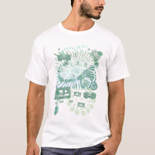 Camisa retro de T - retro moderno, fita, silhueta