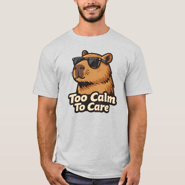 Camisa Retrô Engraçada de Capivara Muito Calma par (Frente)