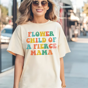 Camisa Retro Flower Child, Fierce Mama Dia das Mãe