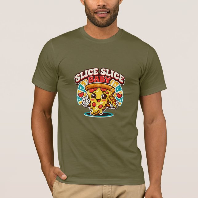 Camisa Retro Fofa de Pizza – Fatia Fatia Bebê Gr (Frente)