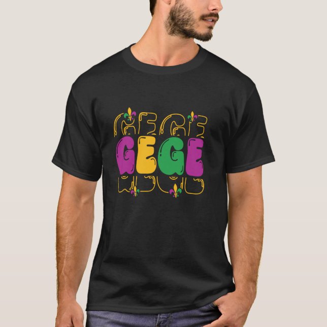 Camisa Retro GEGE Mardi Gras Fleur de lis Mãe Avó (Frente)