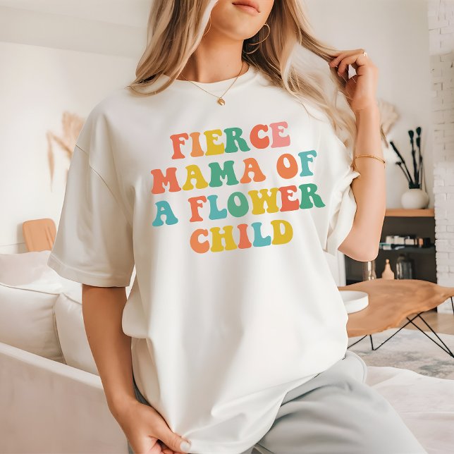 Camisa Retro Mama Feroz, Presente de Aniversário p (fierce mama shirt, flower child mama shirt, retro mom shirt, mother’s day shirt, birthday shirt)