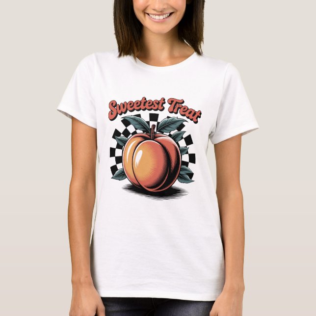 Camisa Retrora De Pêssego Mais Doce - Fruta De Vin (Frente)