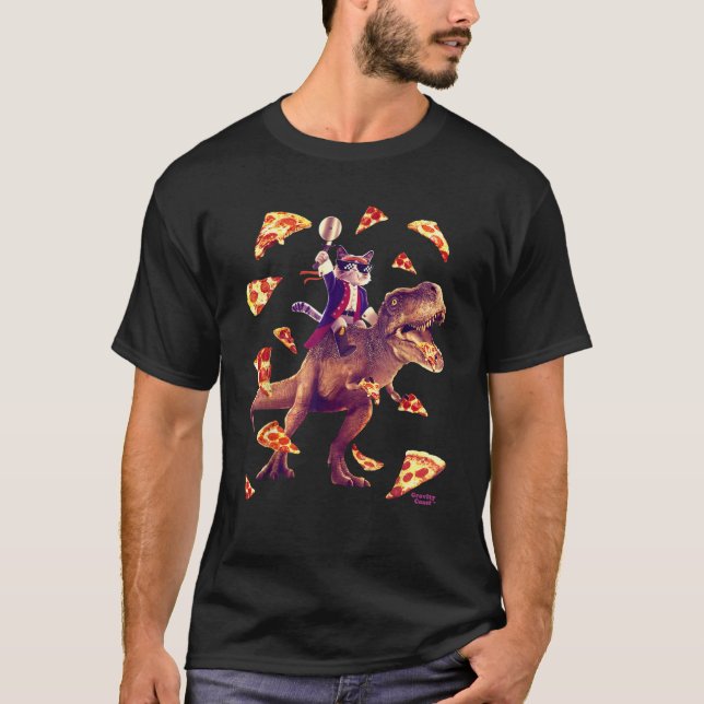 Camisa Rex De Gato De Gato De Gato Comendo Pizza D (Frente)