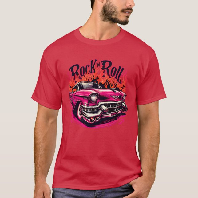 Camisa rock nroll cadillac rosa (Frente)