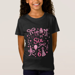 Camisa Rosa Bonito Aniversário de 6 Anos Menina Se