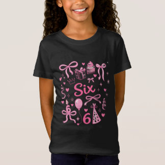 Camisa Rosa Bonito Aniversário de 6 Anos Menina Se