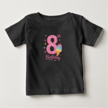 Camisa Rosa de Aniversário Número 8 para Meninas