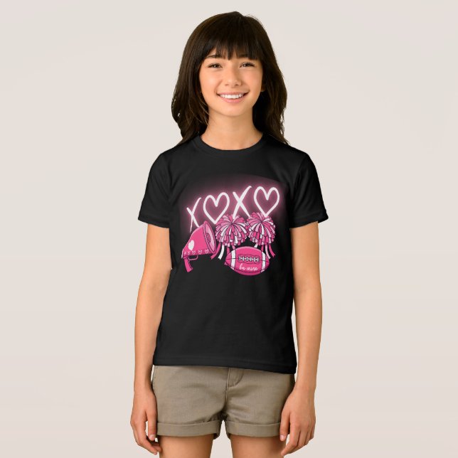 Camisa Rosa e Branca de Cheer do Dia dos Namorados (Frente Completa)
