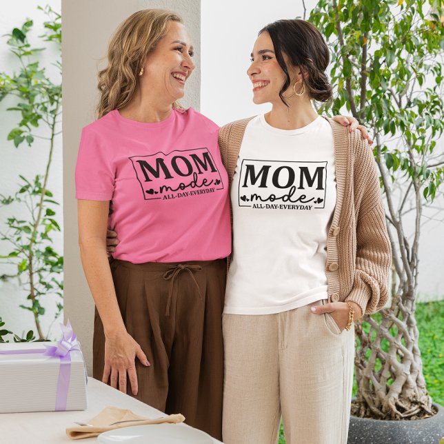 Camisa Rosa Modo Mamãe, Presentes do Dia das Mães, (mothers day gift, birthday gift for mom, christmas gift for mom, mom life t-shirt, mom shirt gift)