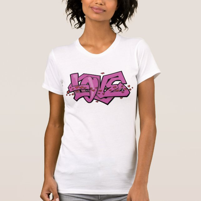 Camisa roxa dos grafites T do amor (Frente)
