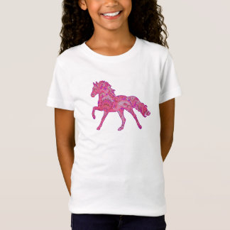 Camisa Running cor-de-rosa e roxa do cavalo de