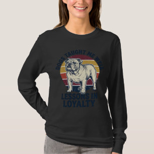 Camisa Sabedoria Canina Bulldog Vintage Lição Gráf