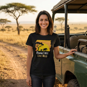 Camisa Safari de Animais Selvagens Roam Free Live