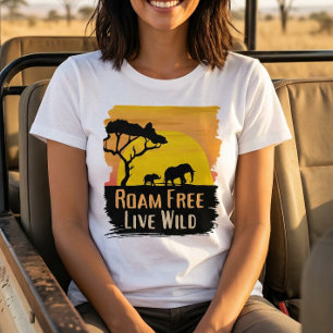 Camisa Safari de Animais Selvagens Roam Free Live