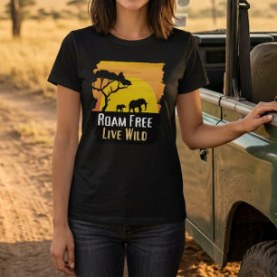 Camisa Safari de Animais Selvagens Roam Free Live
