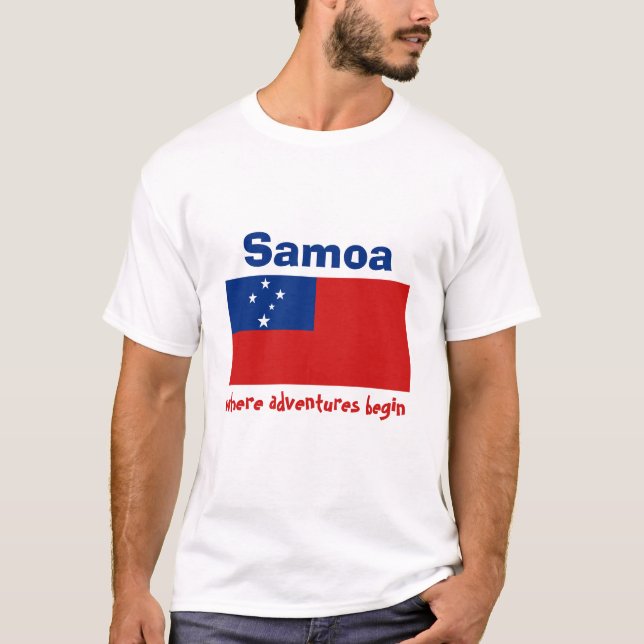 Camisa Samoa Bandeira + Mapa + Texto (Frente)