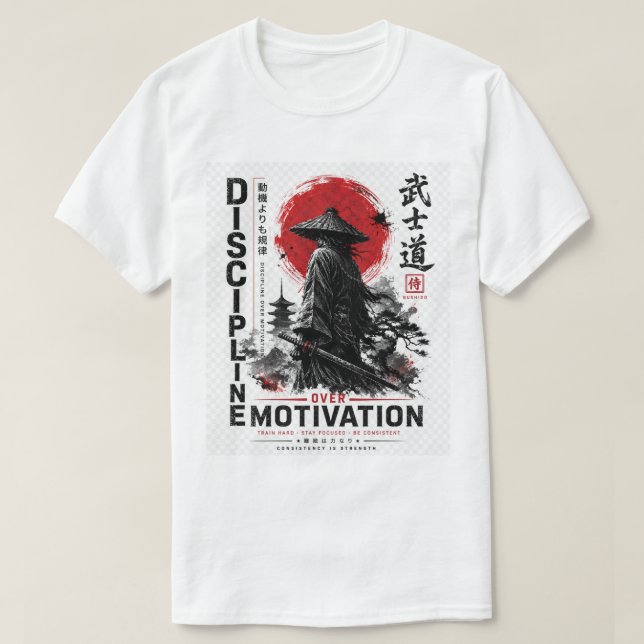 Camisa Samurai Disciplina Sobre Motivação –  (Frente do Design)